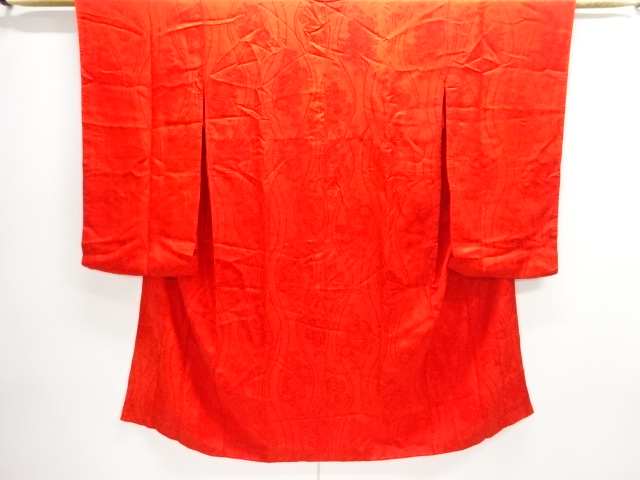 JAPANESE KIMONO / ANTIQUE JUBAN / SILK / WOVEN KIKU & TATEWAKU PATTERN